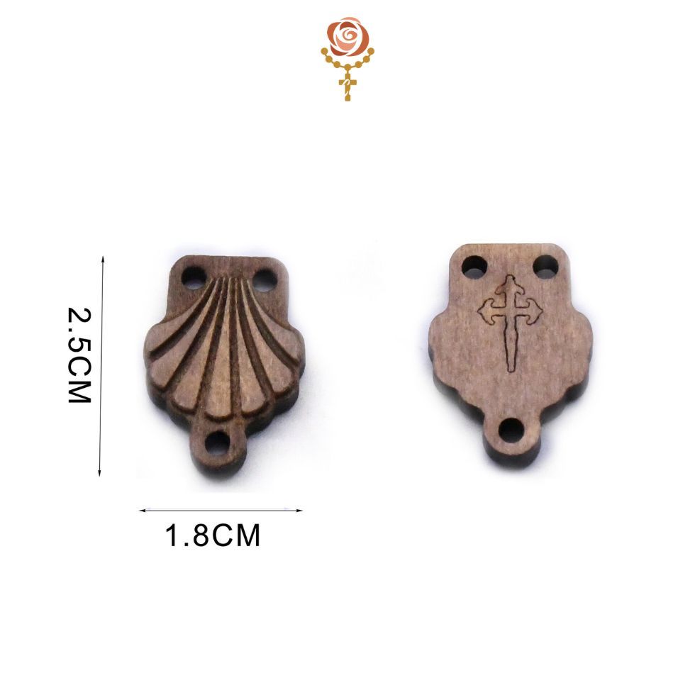 Charm Lên Tràng Hạt Mân Côi. Gỗ Tự nhiên hình Vỏ Xò. VX4039. - Ảnh 2