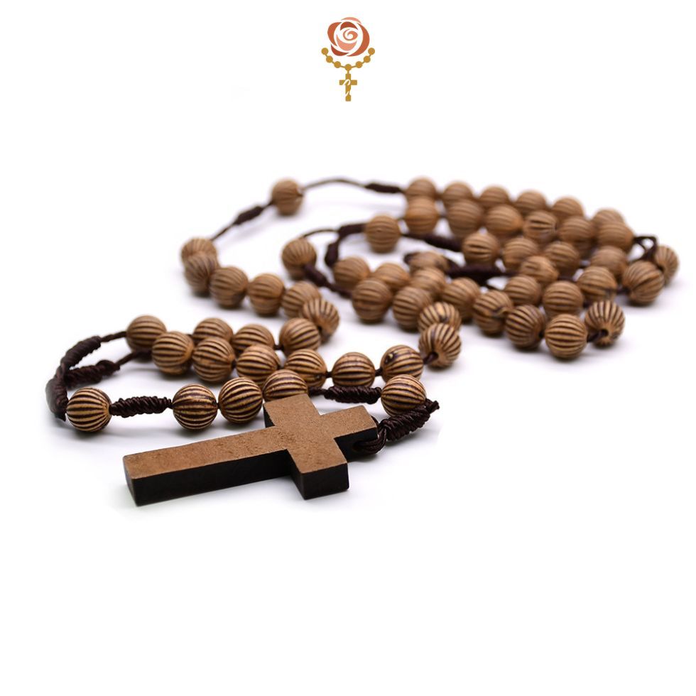 Tràng Hạt Mân Côi. Gỗ Tự Nhiên thắt Thủ Công. Từng Hạt Chạm Khắc Tỉ Mỉ. - Ảnh 2
