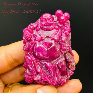 Tượng Phật Di Lạc Tạc Đá Ruby Thiên Nhiên. Tượng cao 58mm ngang 41mm nặng 290carat #29050
