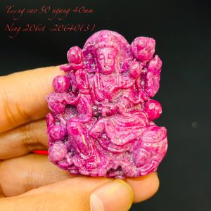 Tượng Phật Phổ Hiền Bồ Tát Tạc Đá Ruby Thiên Nhiên. Tượng cao 50mm ngang 40mm nặng 206carat #20640