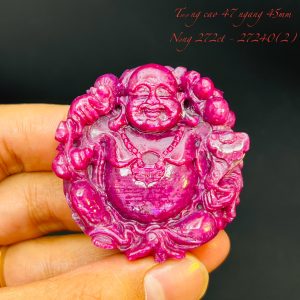 Tượng Phật Di Lạc Tạc Đá Ruby Thiên Nhiên. Tượng cao 47mm ngang 45mm nặng 272carat #27240