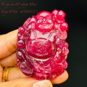 Tượng Phật Di Lạc Tạc Đá Ruby Thiên Nhiên. Tượng cao 60mm ngang 45mm nặng 474carat #47450