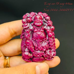 Tượng Phật Di Lạc Tạc Đá Ruby Thiên Nhiên. Tượng cao 58mm ngang 44mm nặng 344carat #34460