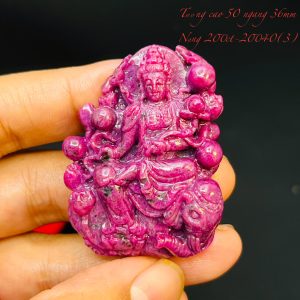 Tượng Phật Phổ Hiền Bồ Tát Tạc Đá Ruby Thiên Nhiên. Tượng cao 50mm ngang 36mm nặng 200carat #20040
