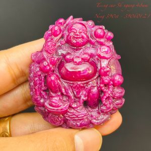 Tượng Phật Di Lạc Tạc Đá Ruby Thiên Nhiên. Tượng cao 56mm ngang 48mm nặng 390carat #39060
