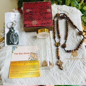 Tràng Hạt 50 Hạt Trầm Hương Dây Thắt Thủ Công Dùng Lần Kinh. Có Hoa Hồng, Trái Tim Đức Mẹ và Thánh Giá. Nhận Khắc Tên Theo Yêu Cầu