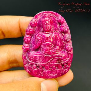Tượng Phật A Di Đà Tạc Đá Ruby Thiên Nhiên. Tượng cao 51mm ngang 39mm nặng 187carat #18750