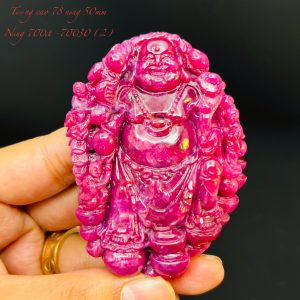 Tượng Phật Di Lạc Tạc Đá Ruby Thiên Nhiên. Tượng cao 78mm ngang 50mm nặng 700carat #70030