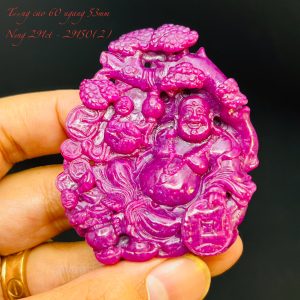 Tượng Phật Di Lạc Tạc Đá Ruby Thiên Nhiên. Tượng cao 60mm ngang 53mm nặng 291carat #29150