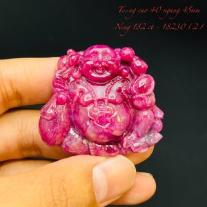 Tượng Phật Di Lạc Tạc Đá Ruby Thiên Nhiên. Tượng cao 40mm ngang 45mm nặng 182carat #18230