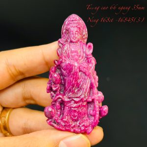 Tượng Phật Quán Âm Tạc Đá Ruby Thiên Nhiên. Tượng cao 66mm ngang 35mm nặng 168carat #16845