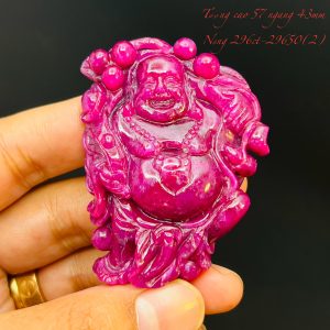 Tượng Phật Di Lạc Tạc Đá Ruby Thiên Nhiên. Tượng cao 57mm ngang 43mm nặng 296carat #29650