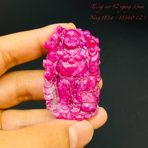 Tượng Phật Di Lạc Tạc Đá Ruby Thiên Nhiên. Tượng cao 52mm ngang 33mm nặng 183carat #18340