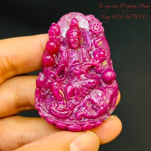 Tượng Phật Phồ Hiền Bồ Tát Tạc Đá Ruby Thiên Nhiên. Tượng cao 55mm ngang 39mm nặng 167carat #16770