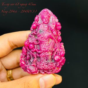 Tượng Phật Quán Âm Tạc Đá Ruby Thiên Nhiên. Tượng cao 68mm ngang 47mm nặng 214carat #21450