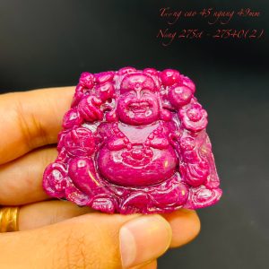 Tượng Phật Di Lạc Tạc Đá Ruby Thiên Nhiên. Tượng cao 45mm ngang 49mm nặng 275carat #27540