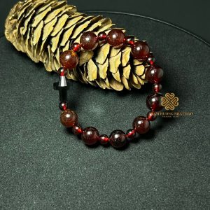 Vòng Tay Công Giáo - Tràng Hạt Mân Côi 10 Hạt Đá Garnet Thiên Nhiên