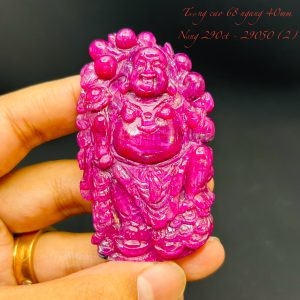 Tượng Phật Di Lạc Tạc Đá Ruby Thiên Nhiên. Tượng cao 68mm ngang 40mm nặng 290carat #29050