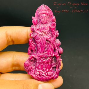 Tượng Phật Quán Âm Tạc Đá Ruby Thiên Nhiên. Tượng cao 73mm ngang 36mm nặng 199carat #19940