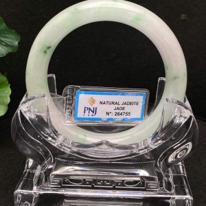 Vòng Cẩm Thạch Bạch Ngọc Điểm Xanh Lý Táo Hoa Bay Ni 55