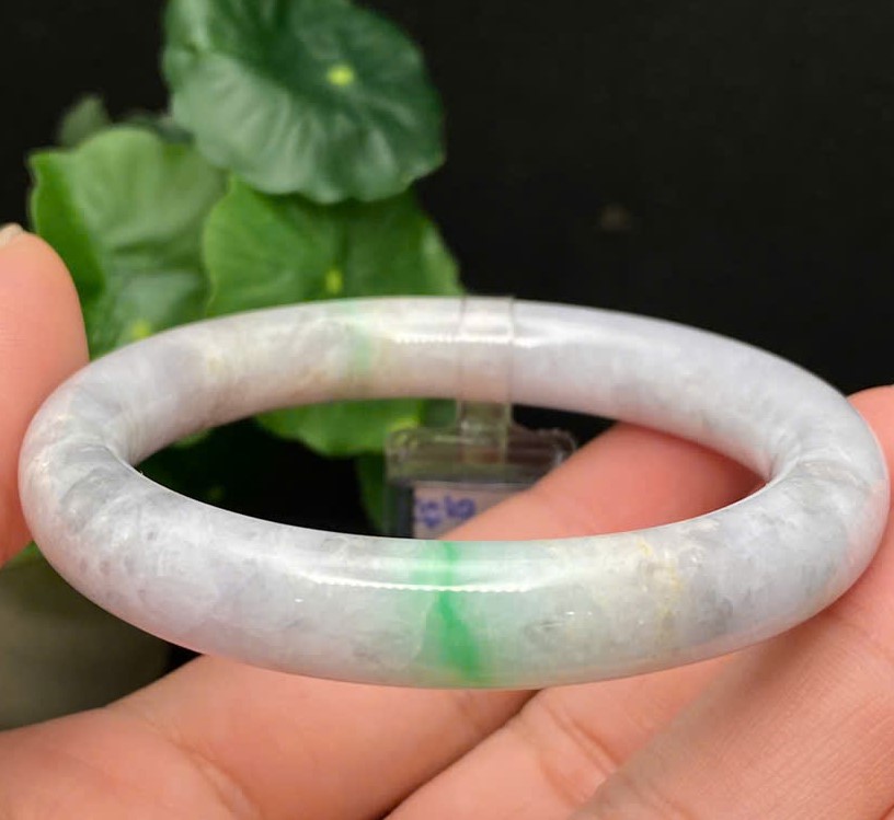 Vòng Phỉ Thúy Tam Tài Bạch Ngọc Điểm Huyết Điểm Lý Xanh Ni 52 - Ảnh 3
