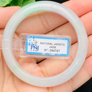 Alternative view of Vòng Cẩm Thạch Bạch Ngọc Phớt Xanh Lý Táo Ni 51