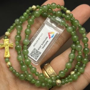 Tràng Hạt Mân Côi 50 Hạt Đeo Tay Mix Thánh Giá Vàng 18k