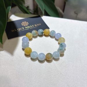 Chuỗi Ngọc Cẩm Thạch Phỉ Thuý - Mix màu Bạch Ngọc Hoàng Phỉ Sắc Lý Hoa Bay- Size 12li