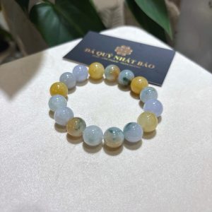 Alternative view of Chuỗi Ngọc Cẩm Thạch Phỉ Thuý - Mix màu Bạch Ngọc Hoàng Phỉ Sắc Lý Hoa Bay- Size 12li