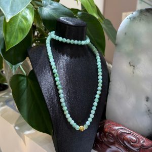 Dây Chuyền Cẩm Thạch Phỉ Thuý TypeA - Xanh Lý Hoa Bay - size 6/7li