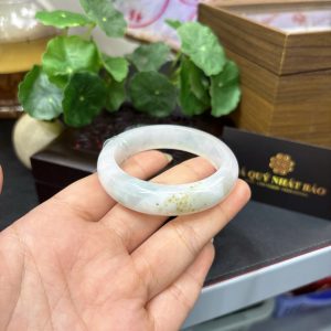 Alternative view of Vòng Cẩm Thạch Phỉ Thuý TypeA- Bạch Ngọc Ẩn Lý Điểm Phỉ - Ni 49