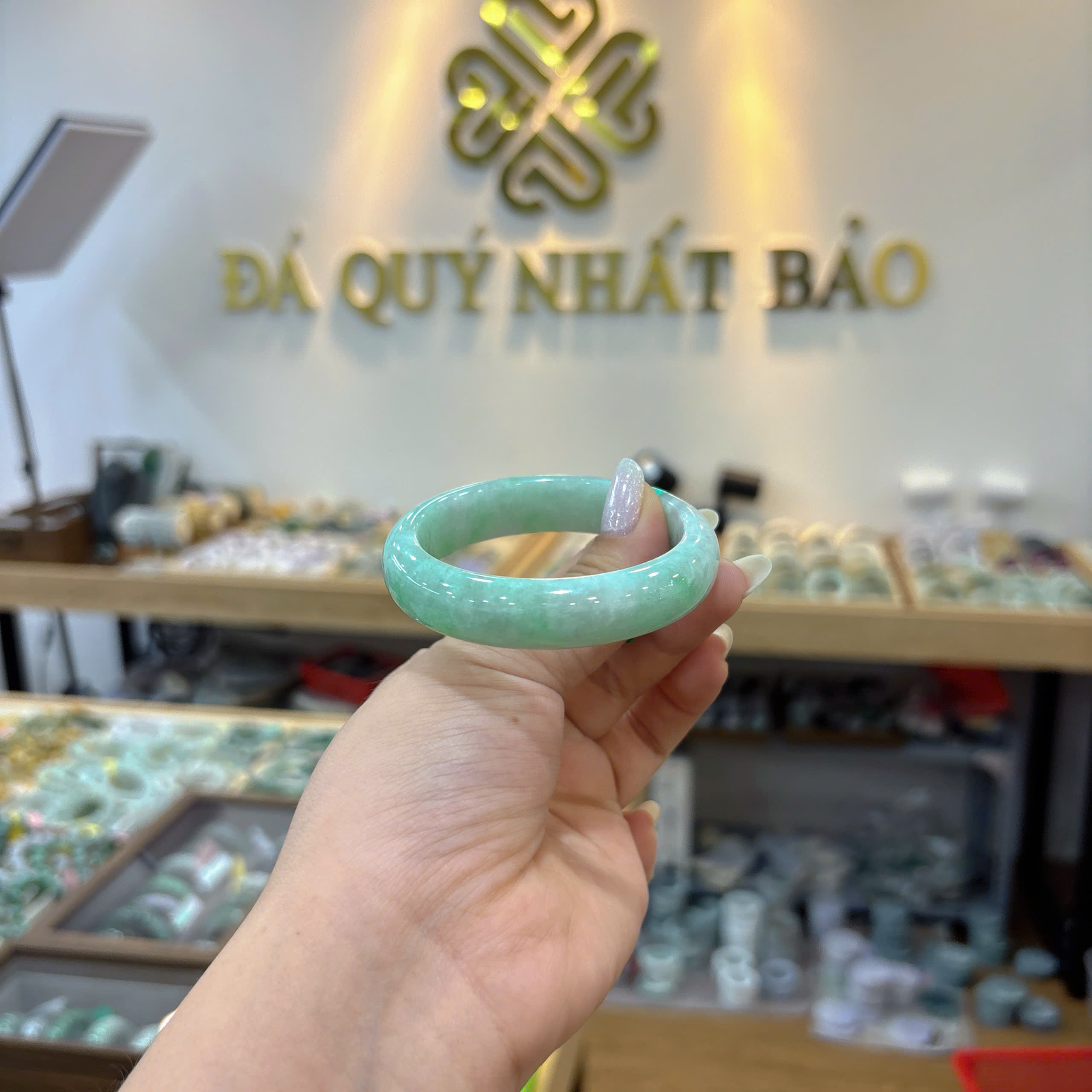 Vòng Cẩm Thạch Phỉ Thuý TypeA- Xanh Lý Táo - Ni 56 - Ảnh 7