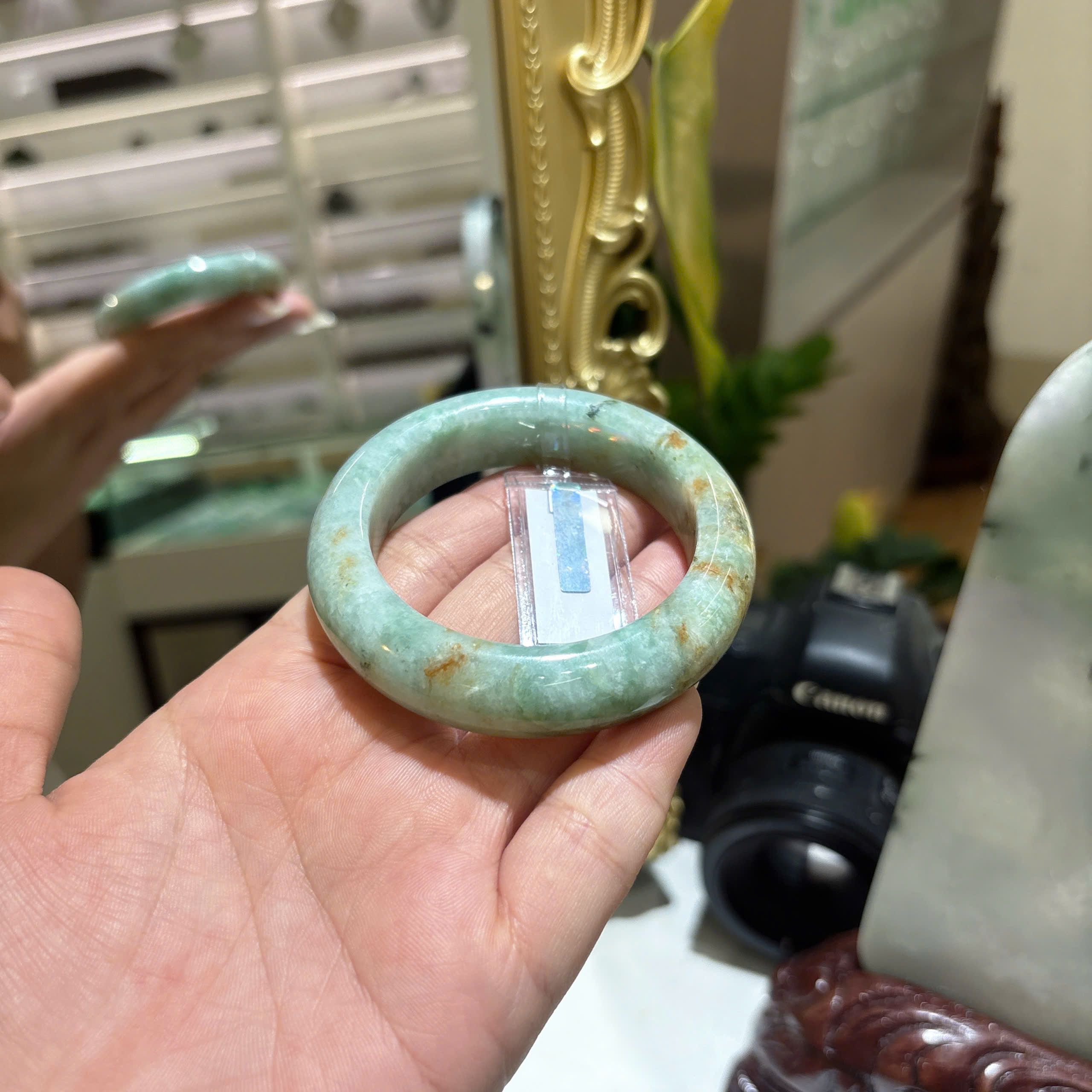 Vòng Cẩm Thạch Phỉ Thuý TypeA- Xanh Lý Hoàng Phỉ - Ni 53/54 - Ảnh 3