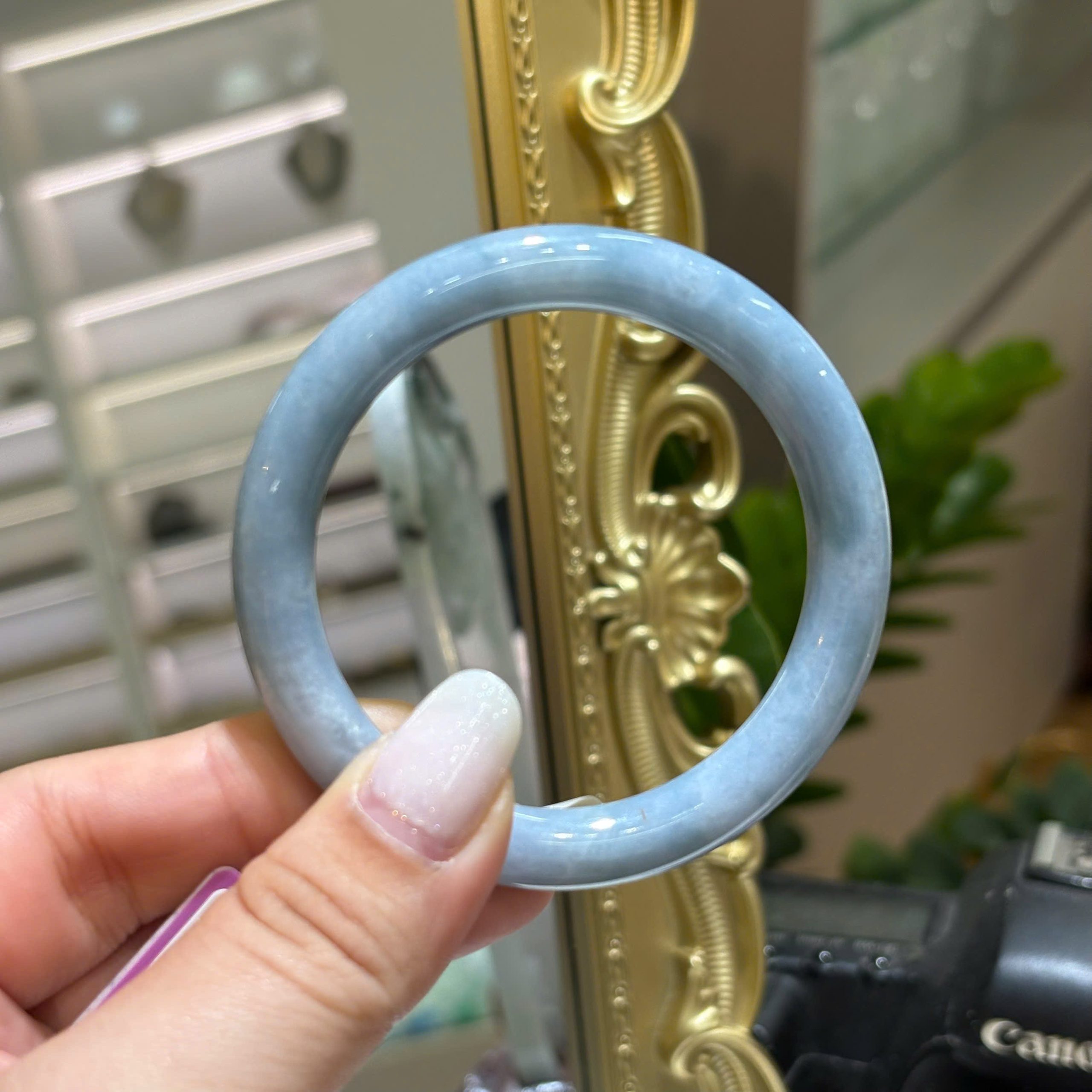 Vòng Cẩm Thạch Phỉ Thuý TypeA - Tím Blue Bản Đũa -Ni 54/55 - Ảnh 6