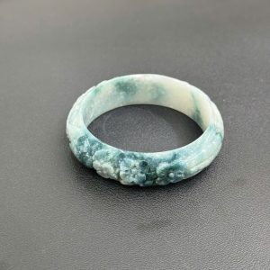 Vòng Ngọc Phỉ Thuý type A Blue Chạm Khắc - Ni 54